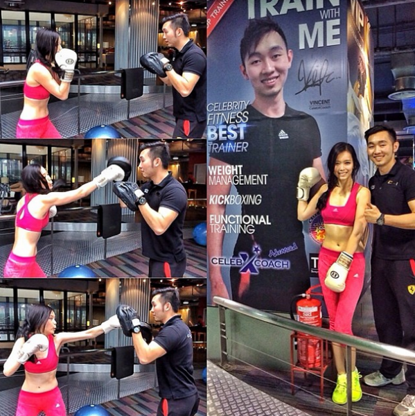 Kick-boxing!! Here I am training with Celebrity Fitness BEST trainer, okayyyy